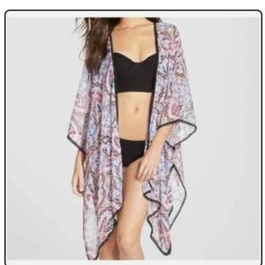 Red Carter Bohemian Paisley Kimono Swim Coverup Size M/L